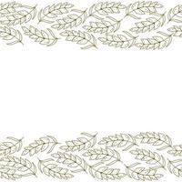 Decorative border of brown outline spikelets, frame in the form of two horizontal stripes of grain vector