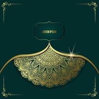 Luxury gold mandala ornate background for wedding invitation, book cover with mandala element style vector