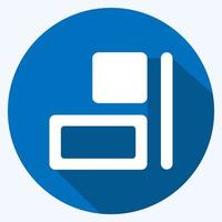 Icon Horizontal Align Right - Long Shadow Style,Simple illustration,Editable stroke vector