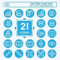 Icon Set Editing - Blue Eyes ,Simple illustration,Editable stroke vector