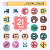 edición de conjunto de iconos: estilo de color mate, ilustración simple, trazo editable vector