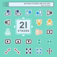 Sticker Set Editing - Line Cut,Simple illustration,Editable stroke vector