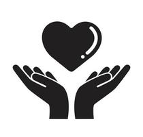 hands holding heart icon. simple outline hands holding heart vector