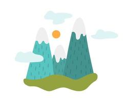 Mountains with clouds, vector illustration in flat style