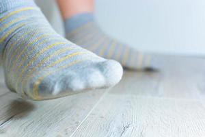 Mens socks, yellow stripes on gray. photo
