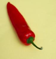 Red bell pepper, paprika on a yellow background. photo