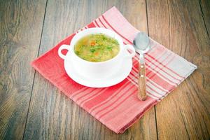 Vegetable Soup in a White Plate photo