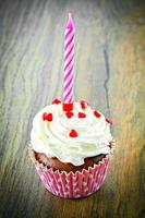 Cake with Cream, Cupcake on Wood photo