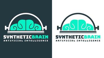 Plantilla de diseño de logotipo de cerebro sintético. Adecuado para su uso en productos de inteligencia artificial, servicios digitales, software, sitios web, desarrolladores de aplicaciones, etc. vector