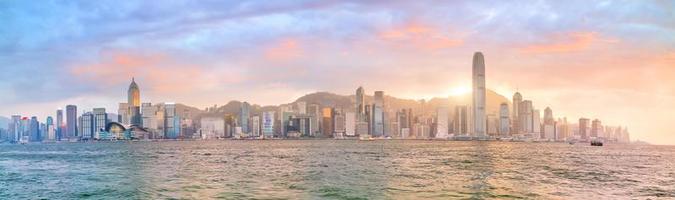 horizonte de la ciudad de hong kong en el panorama de china foto