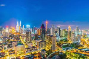 Downtown Kuala Lumpur skyline at twilight photo