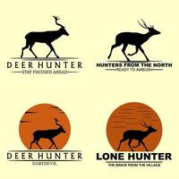 A set of deer hunter logo vector