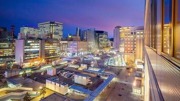 Sapporo city downtown skyline cityscape of Japan sunset photo