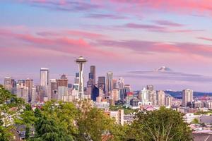Seattle skyline panorama at sunset as seen from Kerry Park photo