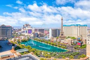 Vista aérea de la franja de Las Vegas en Nevada foto