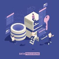 Data Processing Isometric Poster vector