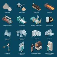 Glass Production Isometric Icons vector