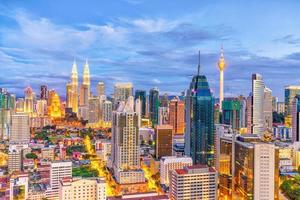 Downtown Kuala Lumpur skyline at twilight photo