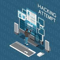 Hacking Attempt Isometric Composition vector