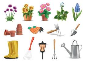 Realistic Garden Tools Set vector