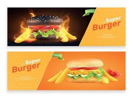 conjunto de banners de súper hamburguesa vector