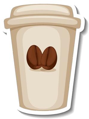 A sticker template of a paper cup of coffee isolated