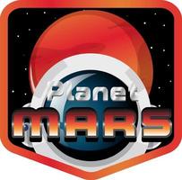 diseño de logotipo de la palabra planeta marte con planeta marte vector