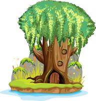 Fantasy tree house inside tree trunk vector