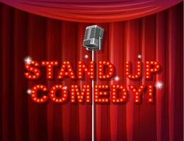 Stand up comedy banner con micrófono vintage vector