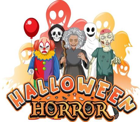 Halloween Horror logo with cartoon character