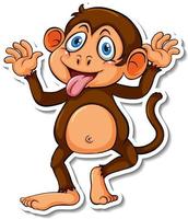 Funny monkey animal cartoon sticker vector