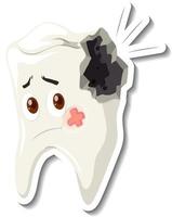 Tooth decay with sad face vector