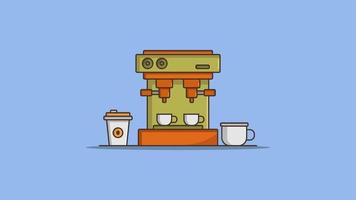 Coffee machine illustrated on a background video