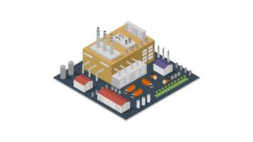 Isometric industry illustrated on a background video