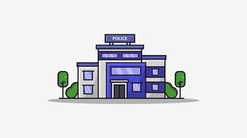 Police station illustrated on a background video
