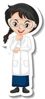 Scientist girl cartoon character sticker vector