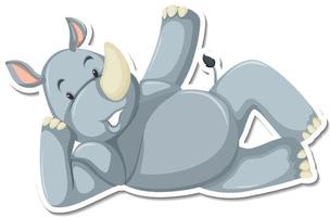 Happy rhinoceros cartoon character sticker vector