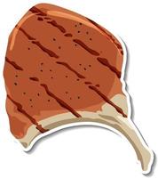 A fried steak sticker on white background vector