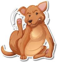 A sticker template of dog cartoon character vector