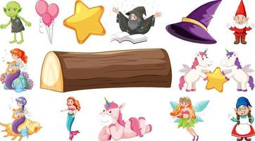 Set of fantasy fairy tale characters and elements vector