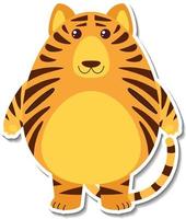 Chubby tiger animal cartoon sticker vector