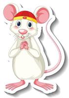 White rat in chinese costume cartoon character vector