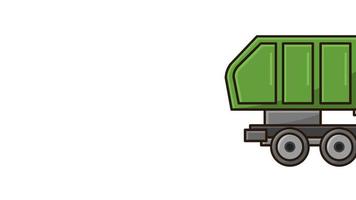 Garbage truck illustrated on a background video