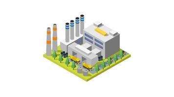 Isometric industry illustrated on a background video