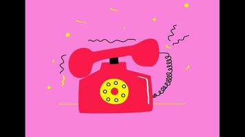 o telefone toca. animação de um antigo telefone tocando video