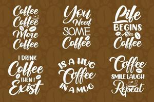 Coffee typography svg quotes lettering design set vector