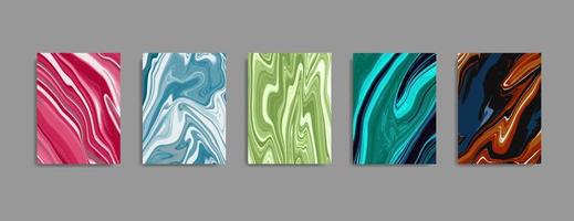 Set Abstract Liquid Marble Background vector