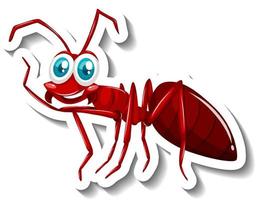 etiqueta engomada de la historieta del animal de la hormiga roja vector