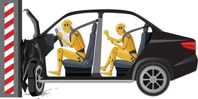 Crash test dummy with broken car vector