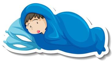 A fever boy shivering in blanket vector